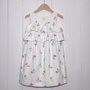JANIE & JACK EUC 100% Cotton Textured Pebbled Layered  Lined Floral Dress